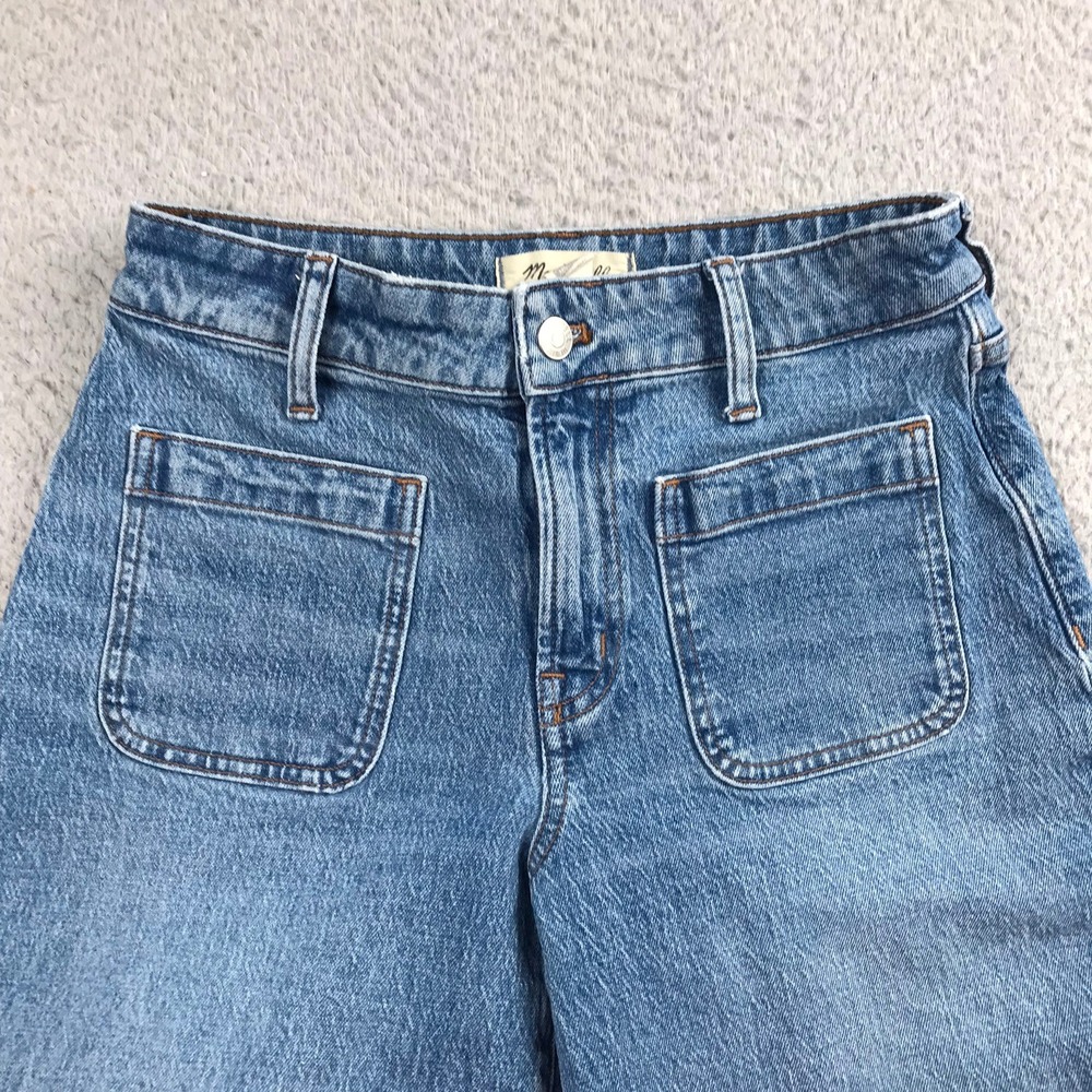 Madewell Curvy Perfect Vintage Wide Leg Jeans Women 27P Blue Patch Pocket Denim - Picture 2 of 14